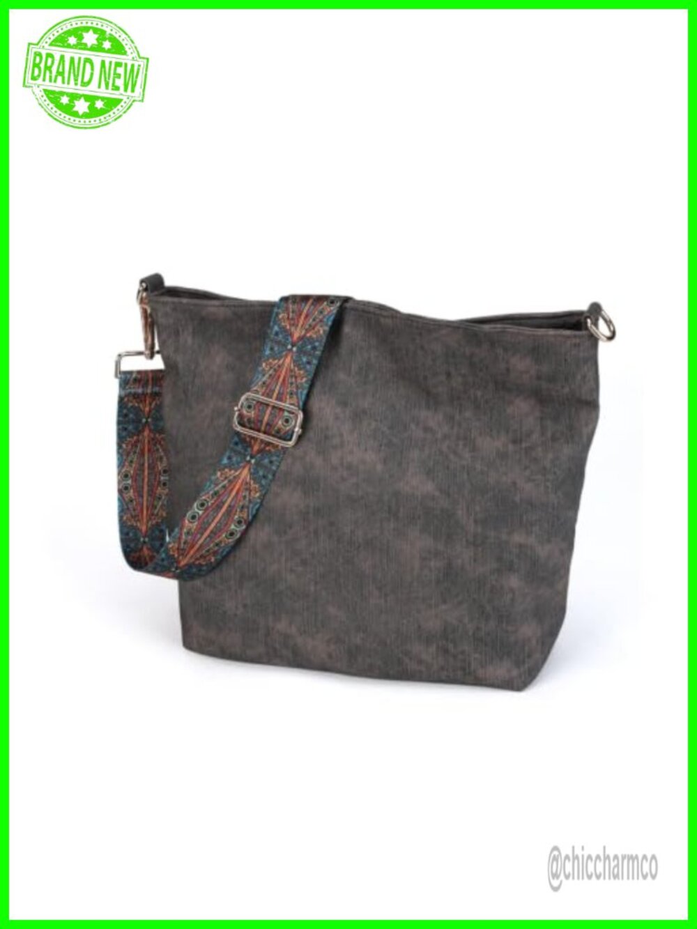 Faux Leather Hobo Crossbody Bag Slouchy Purse with Guitar Strap